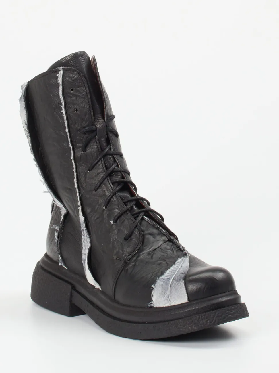 Papucei – Combat-Stiefelette aus Kalbleder schwarz