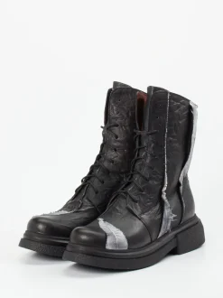 Papucei – Combat-Stiefelette aus Kalbleder schwarz