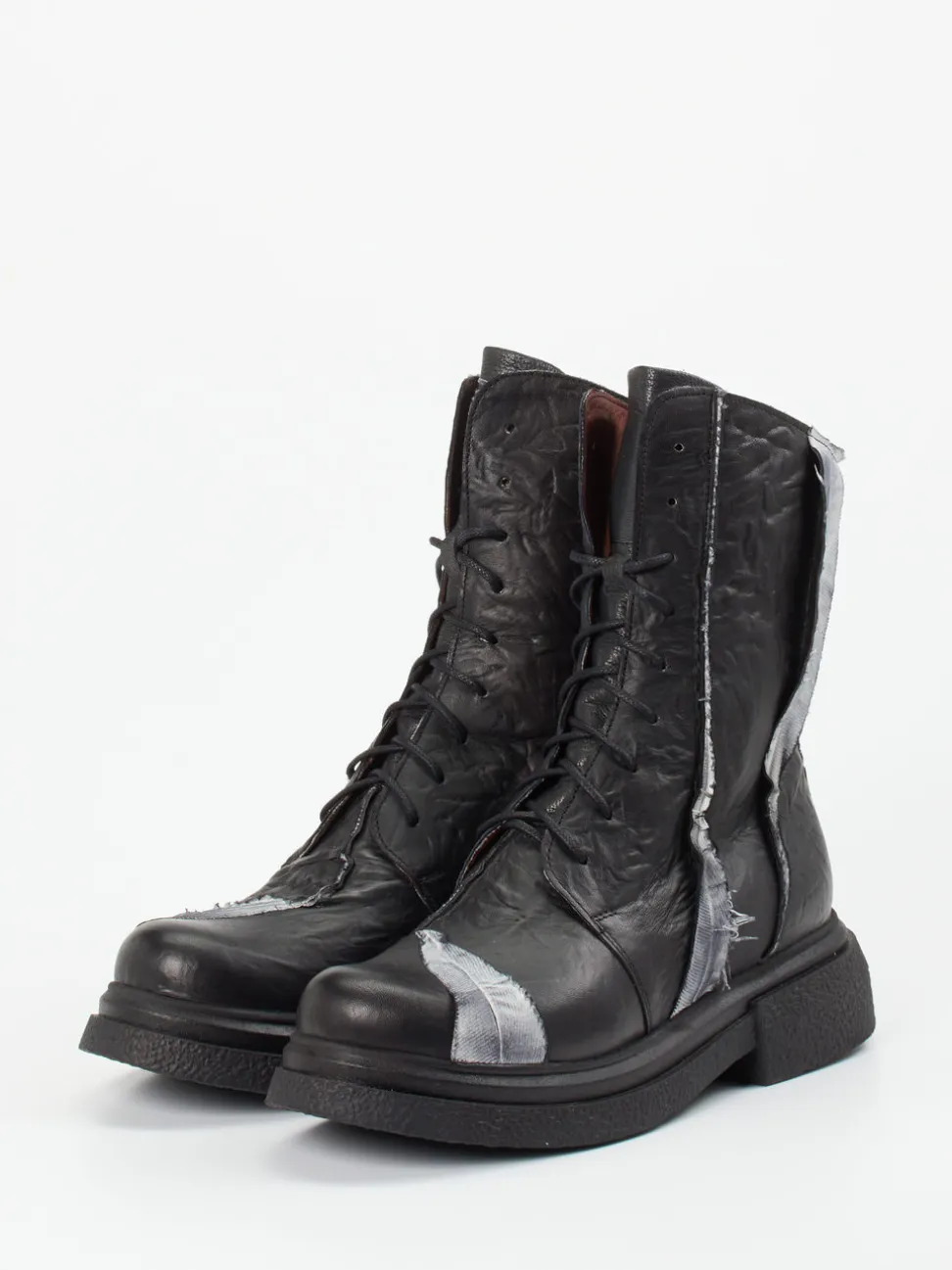 Papucei – Combat-Stiefelette aus Kalbleder schwarz