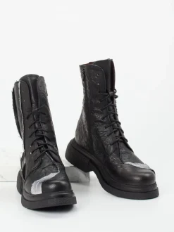 Papucei – Combat-Stiefelette aus Kalbleder schwarz