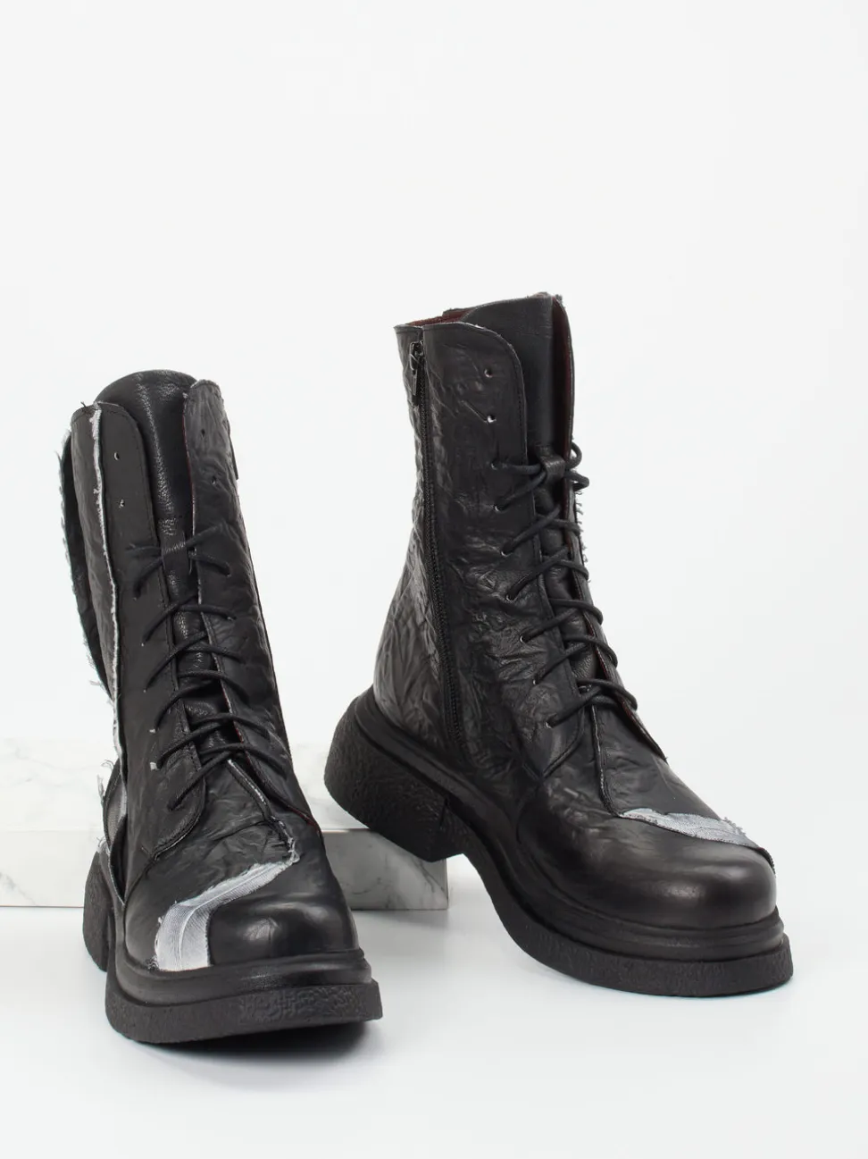 Papucei – Combat-Stiefelette aus Kalbleder schwarz