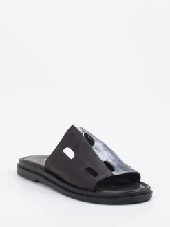 Papucei – Slides aus Känguruleder in Schwarz Metallic