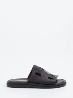 Papucei – Slides aus Känguruleder in Schwarz Metallic