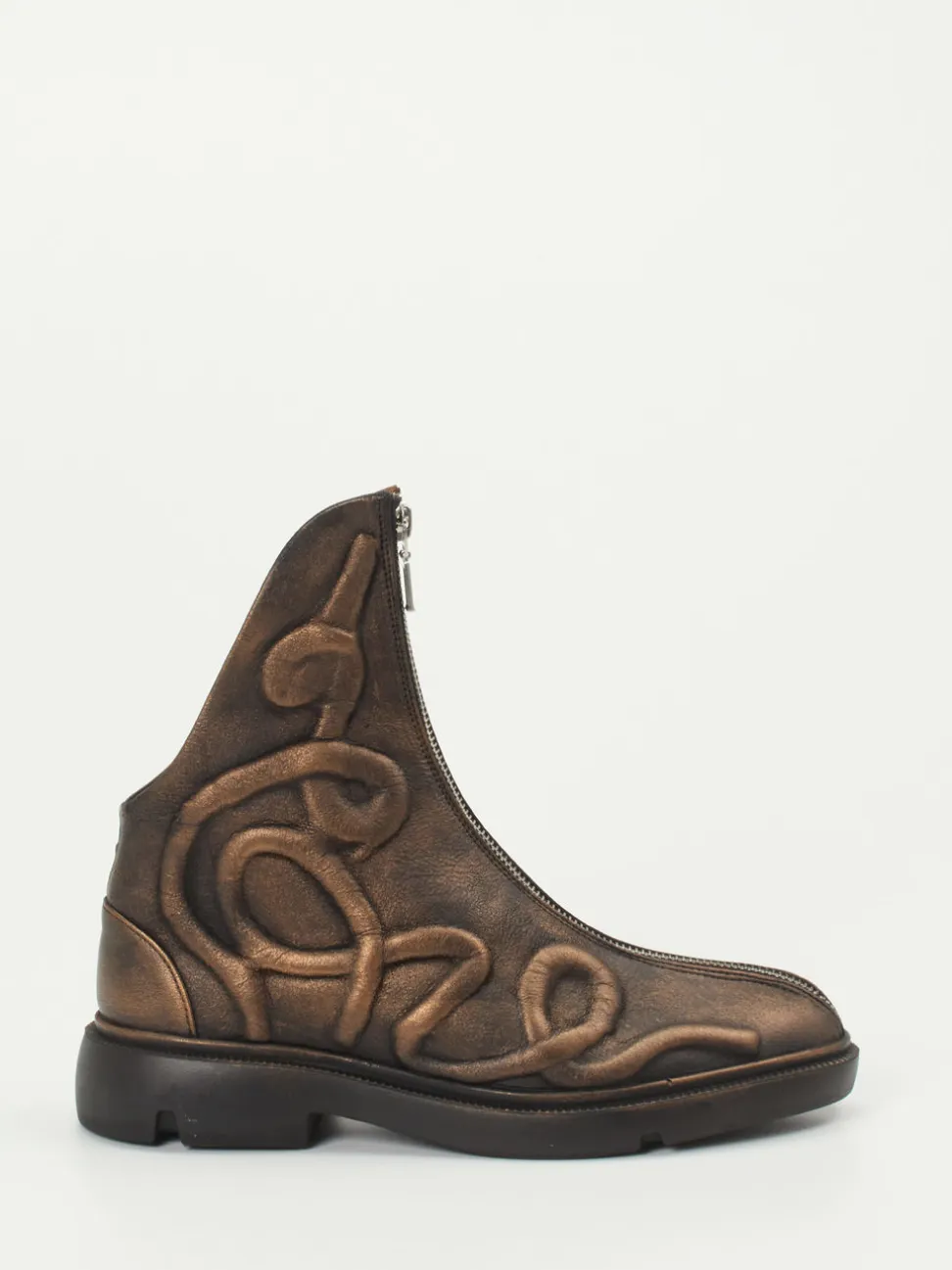 Papucei – Stiefeletten aus Metallic-Kalbleder bronzebraun