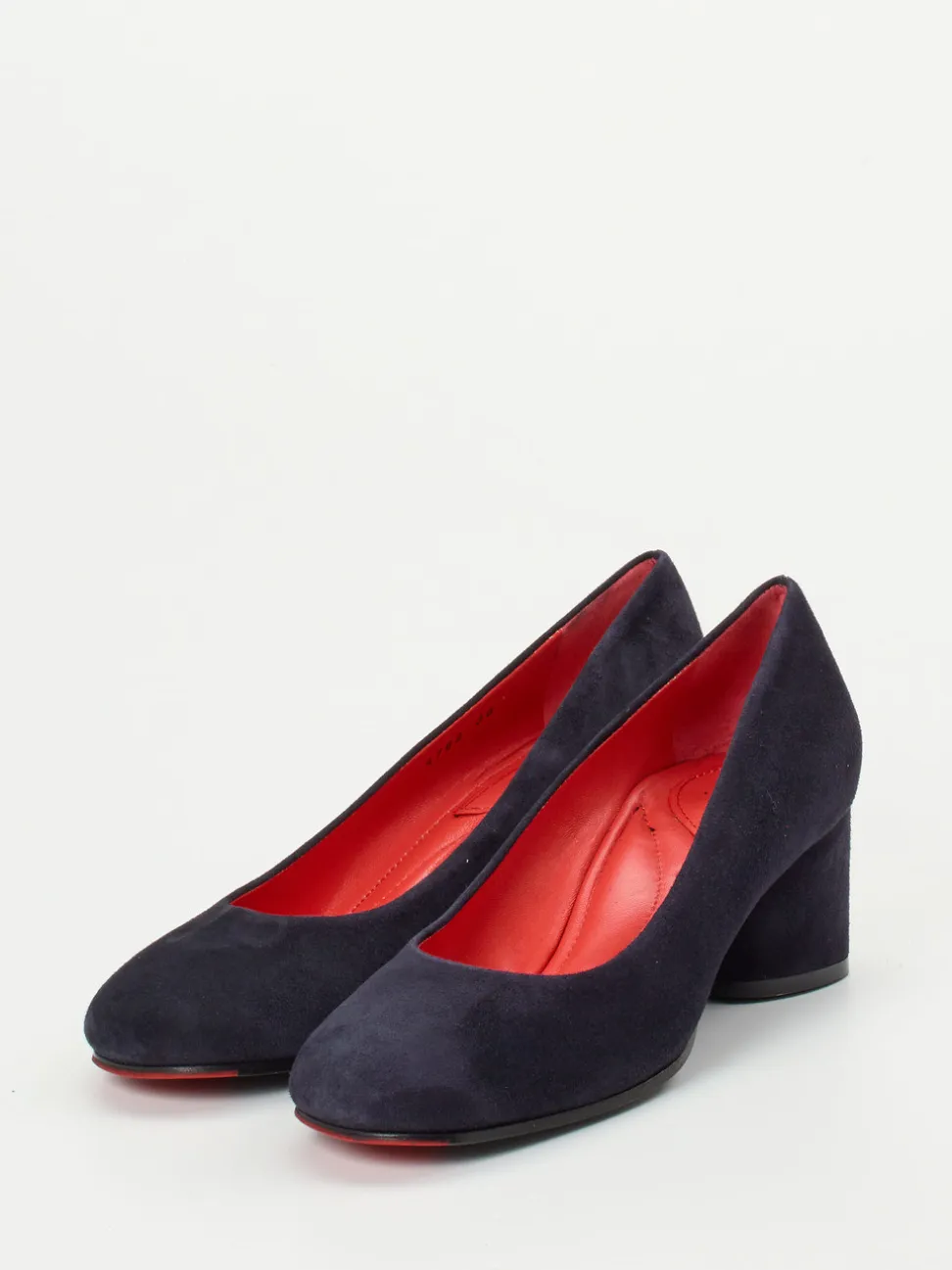 Pas de Rouge – Blockabsatz-Pumps aus Veloursleder Dunkelblau