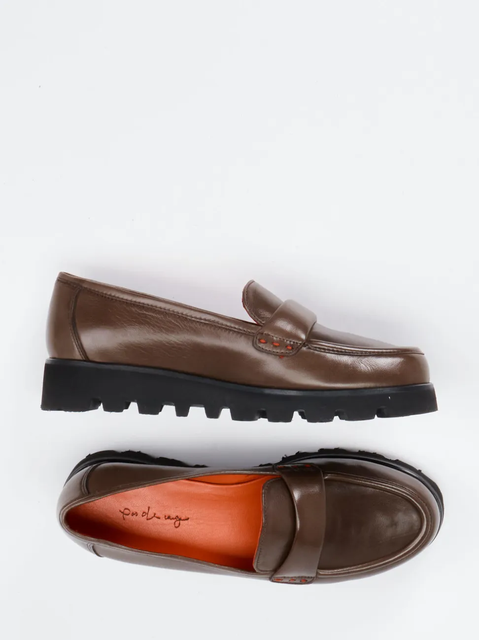 Pas de Rouge – Chunky Loafer aus Lammleder Braun
