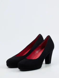 Pas de Rouge – Plateaupumps aus Veloursleder schwarz