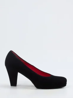 Pas de Rouge – Plateaupumps aus Veloursleder schwarz