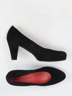 Pas de Rouge – Plateaupumps aus Veloursleder schwarz