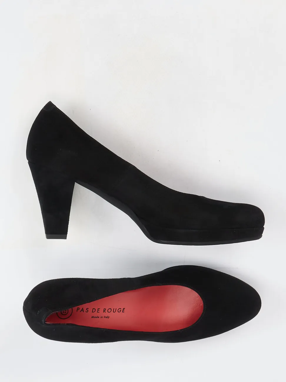 Pas de Rouge – Plateaupumps aus Veloursleder schwarz