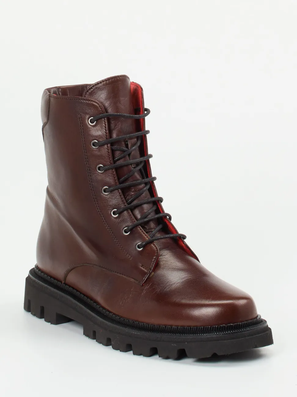 Pas de Rouge – Schnürboots aus Lammleder Dunkelbraun
