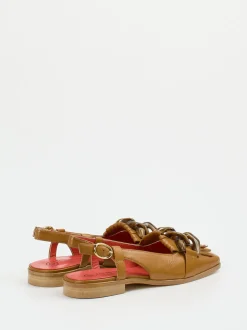Pas de Rouge – Slingback-Loafer aus Lammleder cognac