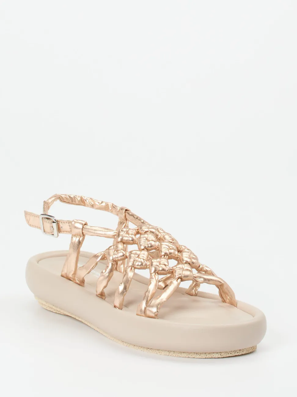 Patrizia Bonfanti – Keilsandalette aus Lammleder Roségold