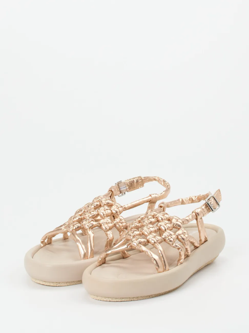 Patrizia Bonfanti – Keilsandalette aus Lammleder Roségold