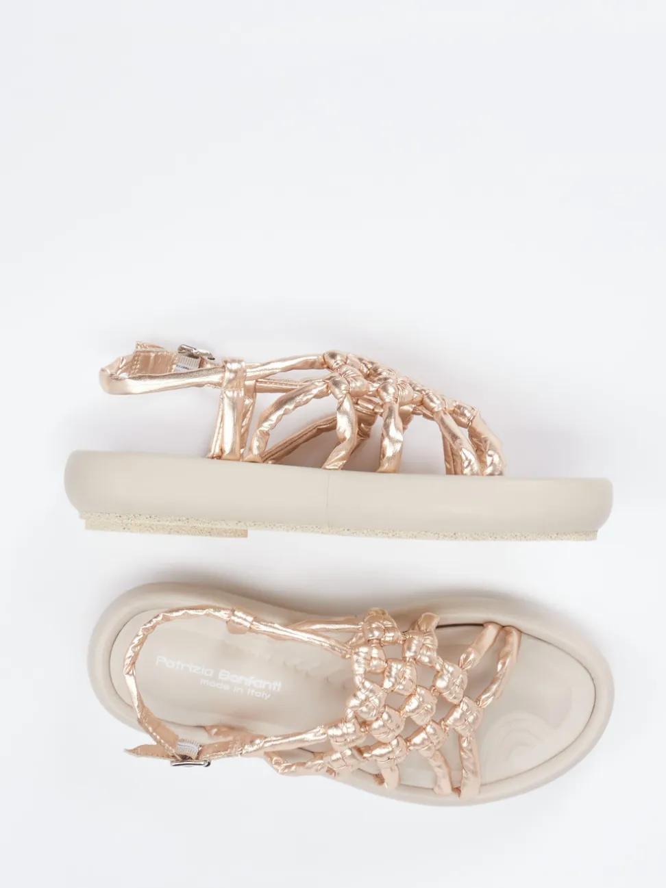 Patrizia Bonfanti – Keilsandalette aus Lammleder Roségold