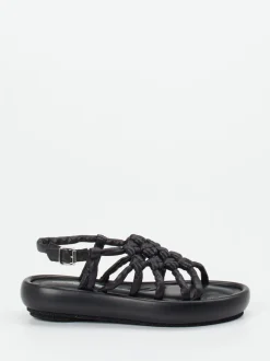Patrizia Bonfanti – Keilsandalette aus Lammleder schwarz
