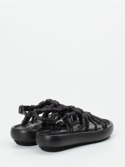 Patrizia Bonfanti – Keilsandalette aus Lammleder schwarz