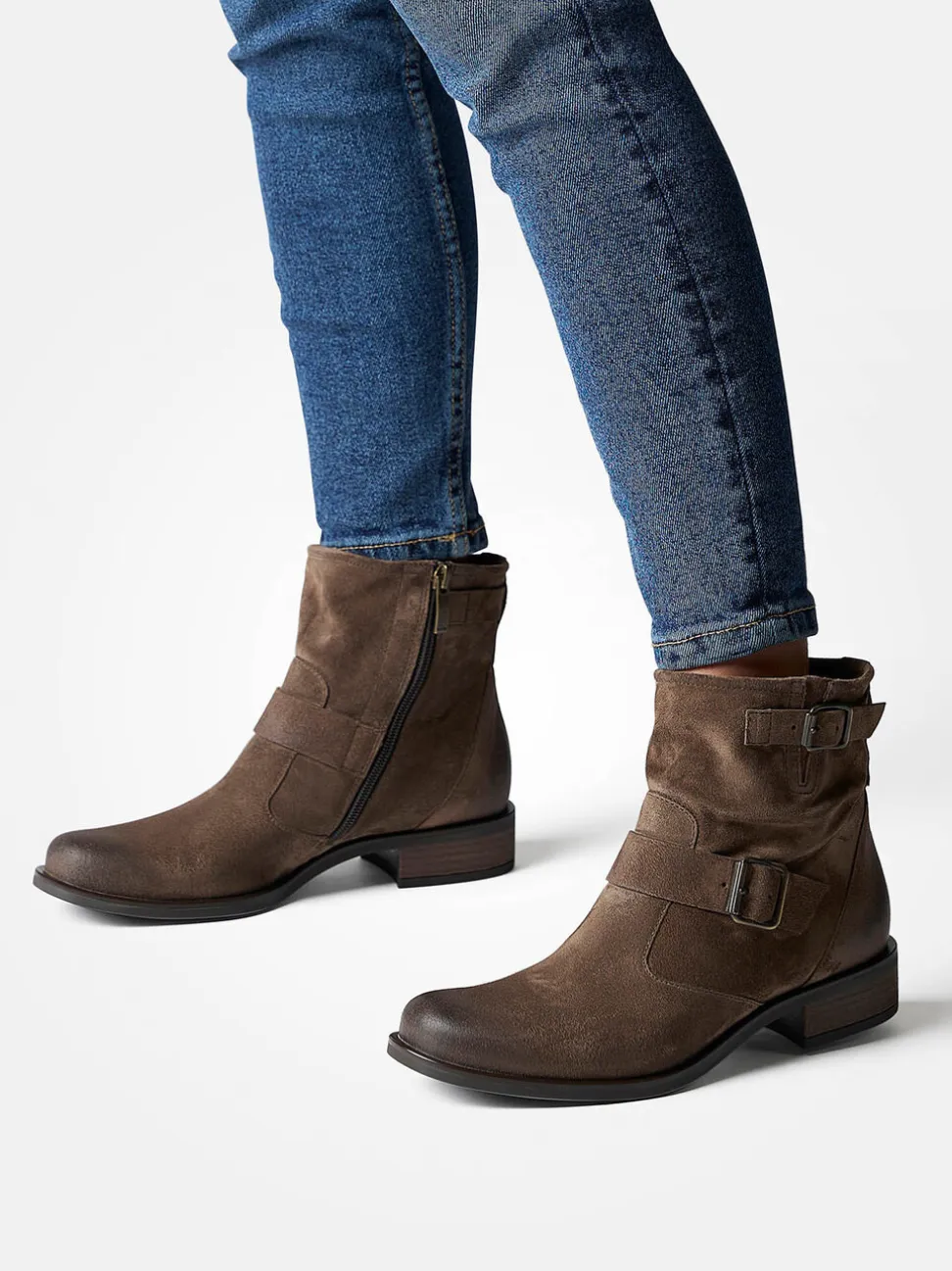 Paul Green – Biker-Stiefelette aus Veloursleder Braun