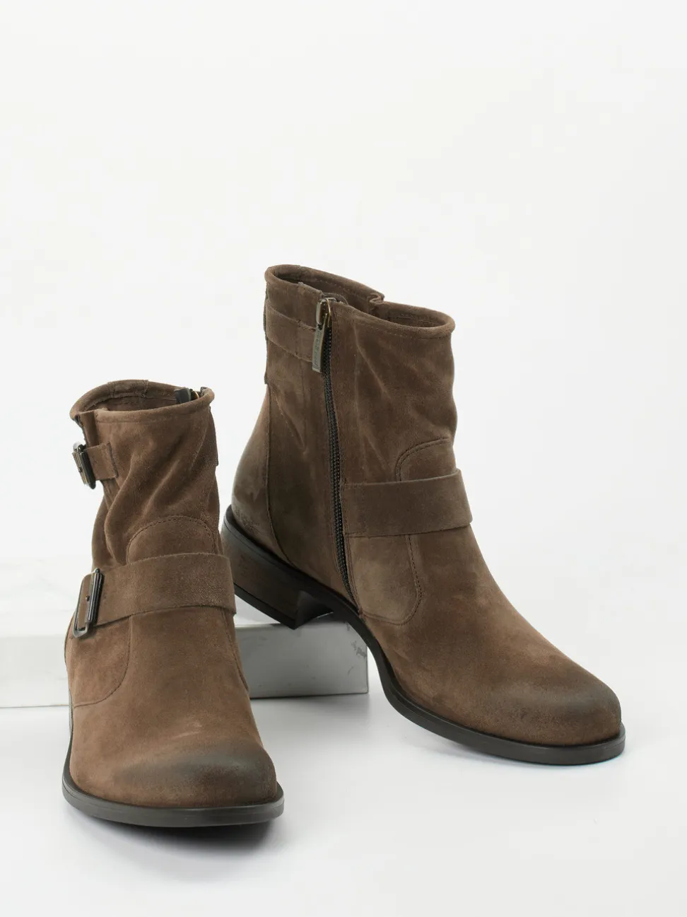 Paul Green – Biker-Stiefelette aus Veloursleder Braun
