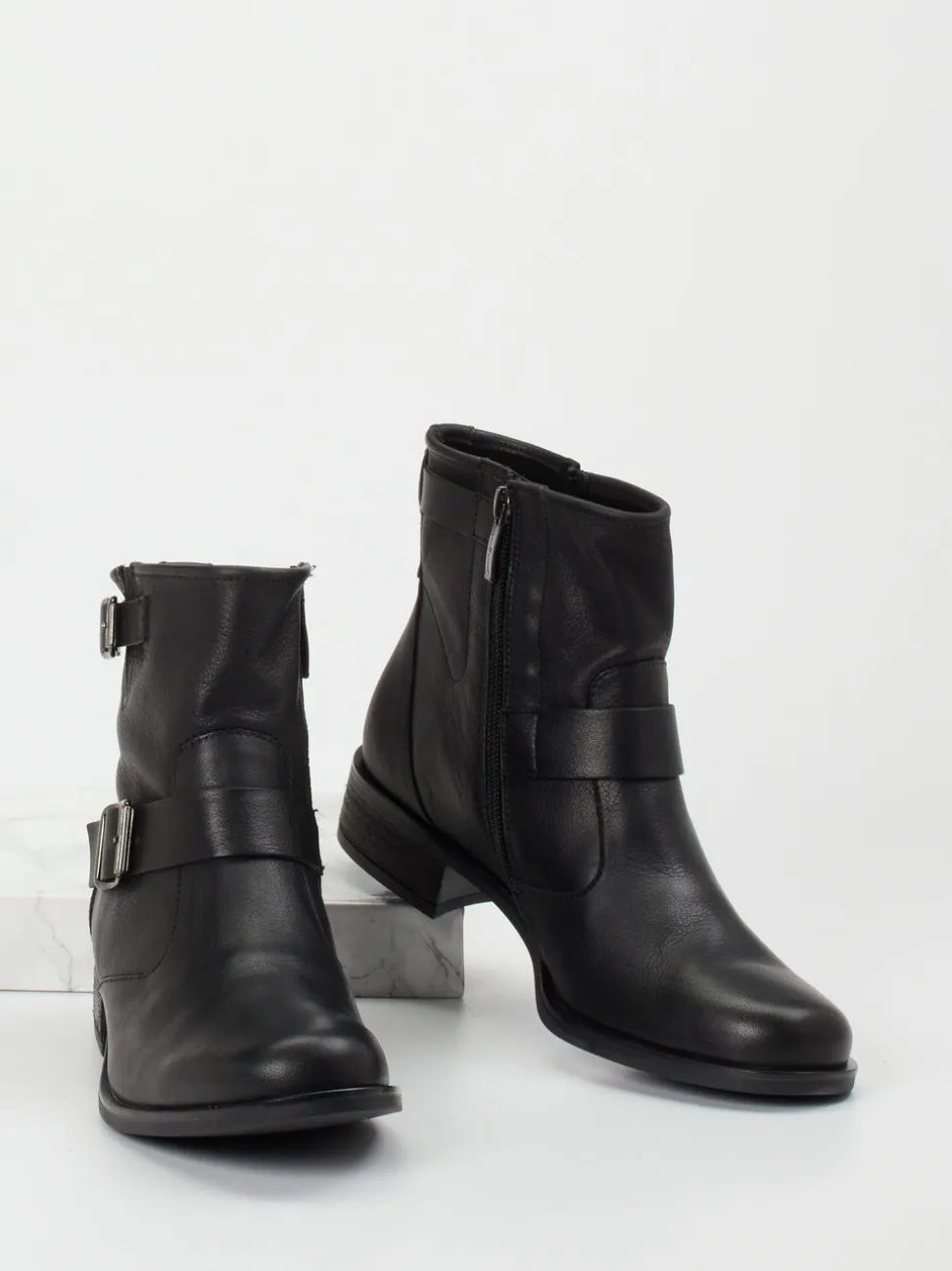 Paul Green – Biker-Stiefeletten aus Kalbleder schwarz