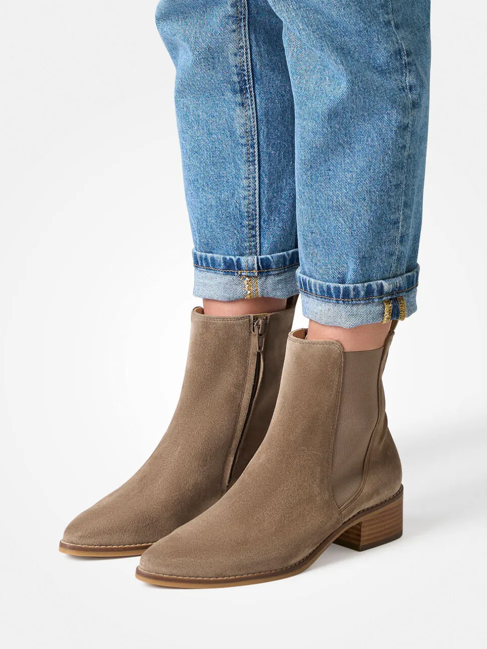 Paul Green – Chelsea Boots aus Veloursleder sandbeige
