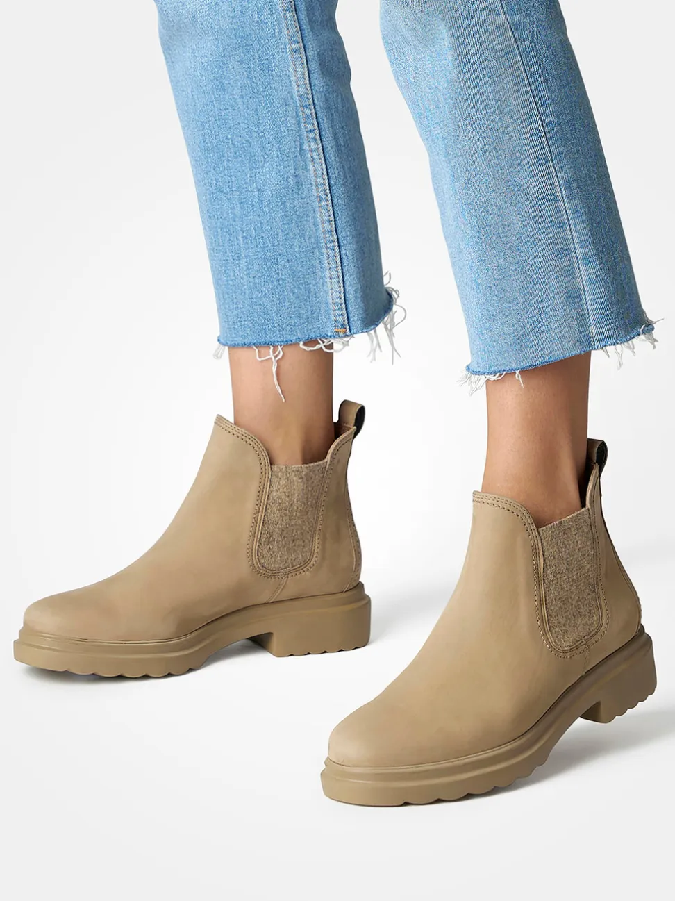 Paul Green – Chelsea Boots aus Nubukleder beigebraun