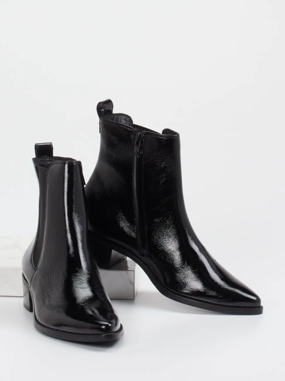 Paul Green – Chelsea Boots aus Lackleder schwarz