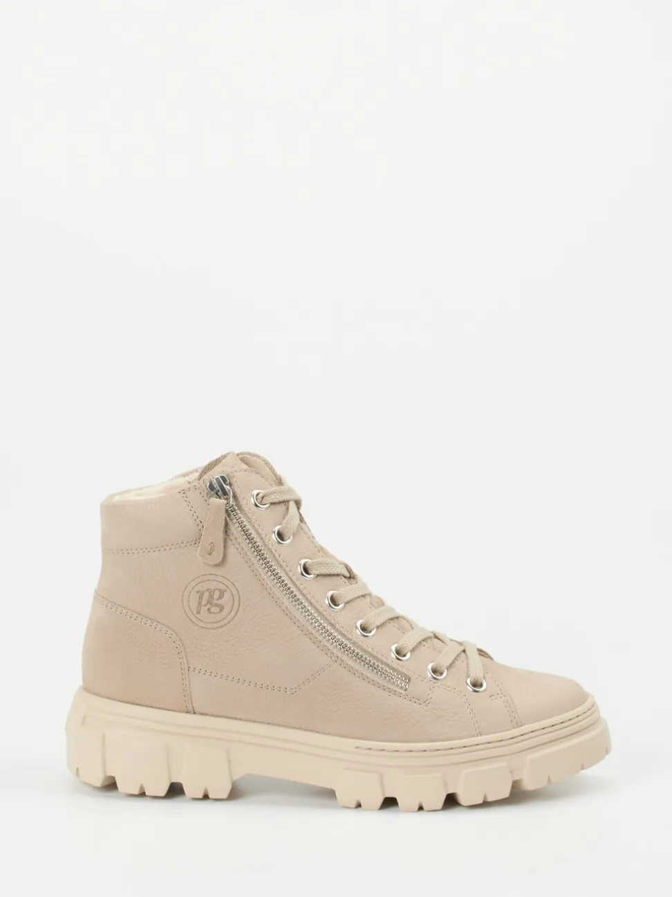 Paul Green – Chunky-Schnürboots aus Nubukleder Beige