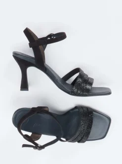 Paul Green – High Heel Sandalette aus Metallicleder schwarz