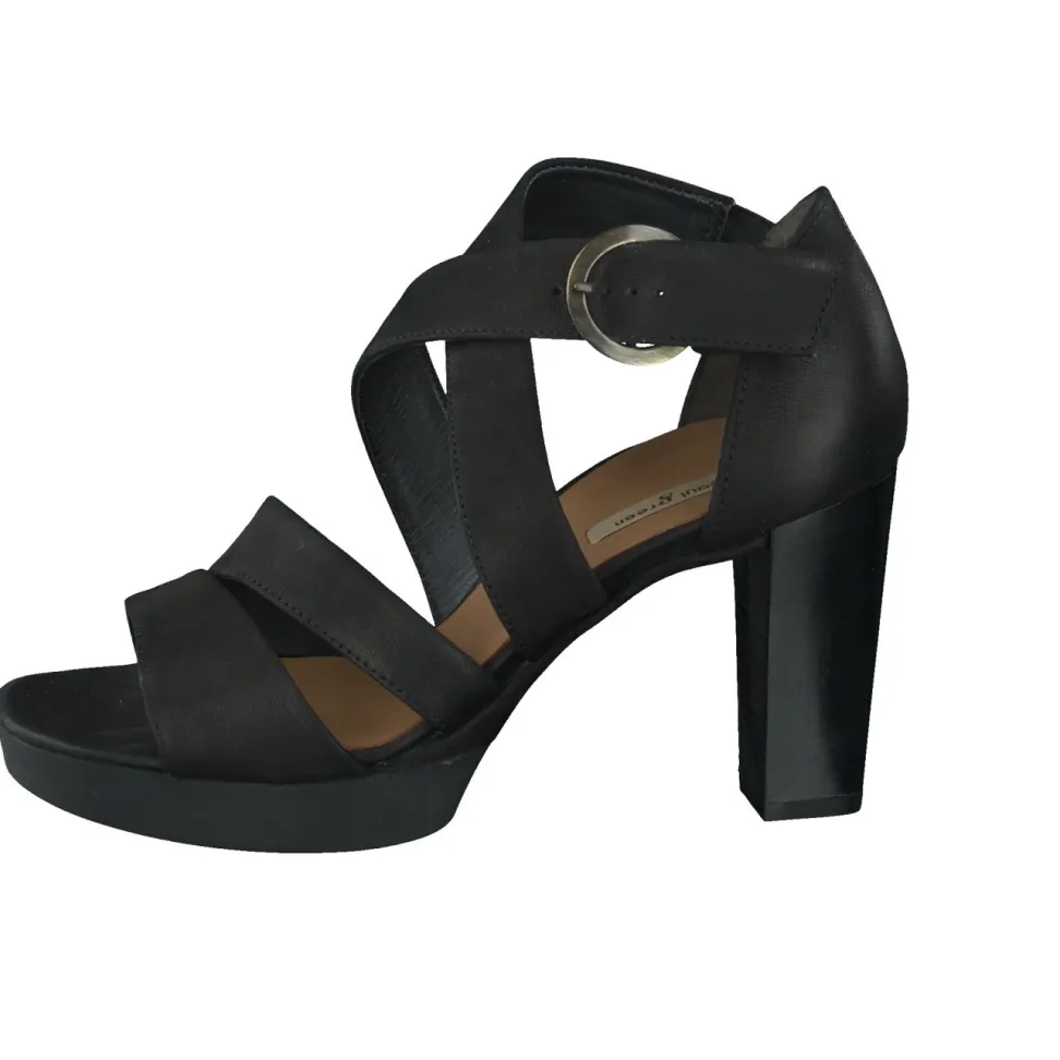 Paul Green – High Heel Sandalen aus Nubukleder Schwarz