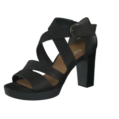 Paul Green – High Heel Sandalen aus Nubukleder Schwarz