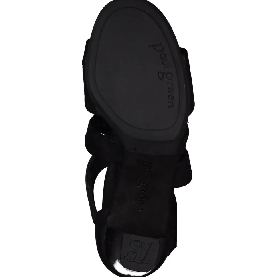 Paul Green – High Heel Sandalen aus Nubukleder Schwarz