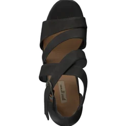 Paul Green – High Heel Sandalen aus Nubukleder Schwarz