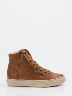 Paul Green – High-Top Sneaker aus Kalbleder cognac