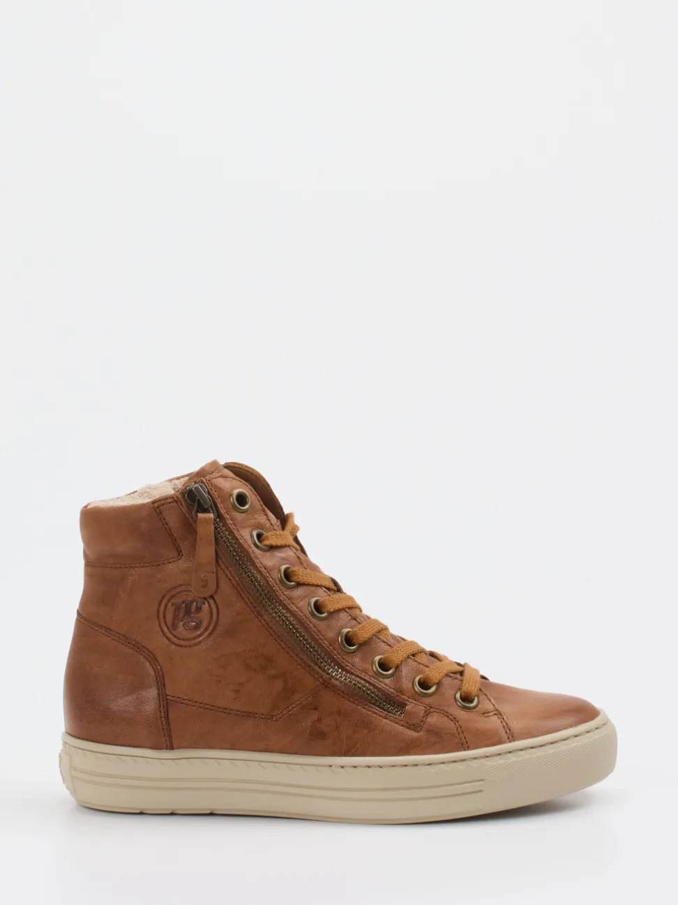 Paul Green – High-Top Sneaker aus Kalbleder cognac