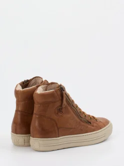 Paul Green – High-Top Sneaker aus Kalbleder cognac