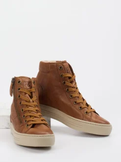 Paul Green – High-Top Sneaker aus Kalbleder cognac