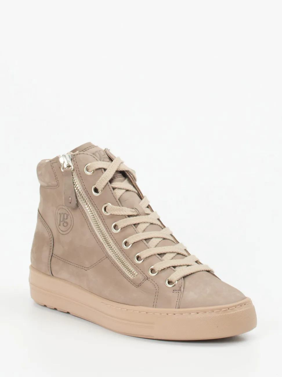 Paul Green – High-Top Sneaker aus Nubukleder taupefarben