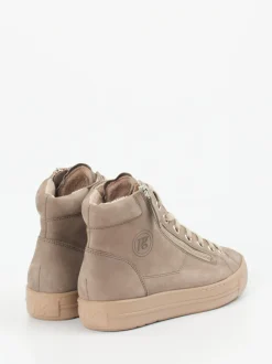Paul Green – High-Top Sneaker aus Nubukleder taupefarben