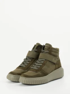 Paul Green – High-Top-Sneaker aus Veloursleder olivgrün