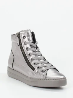 Paul Green – High-Top-Sneaker aus Metallicleder silber