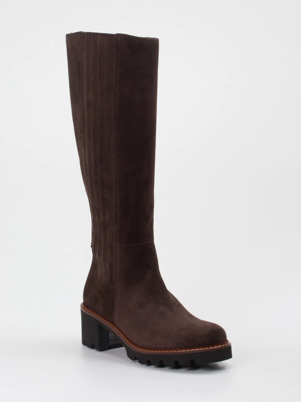 Paul Green – Kniehohe Stiefel aus Veloursleder Braun