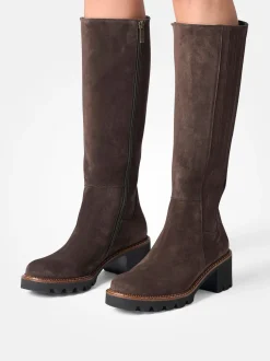 Paul Green – Kniehohe Stiefel aus Veloursleder Braun