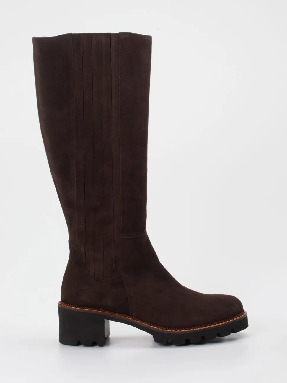 Paul Green – Kniehohe Stiefel aus Veloursleder Braun