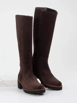 Paul Green – Kniehohe Stiefel aus Veloursleder Braun