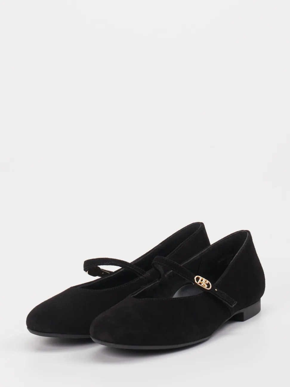 Paul Green – Mary Jane Ballerinas aus Veloursleder Schwarz