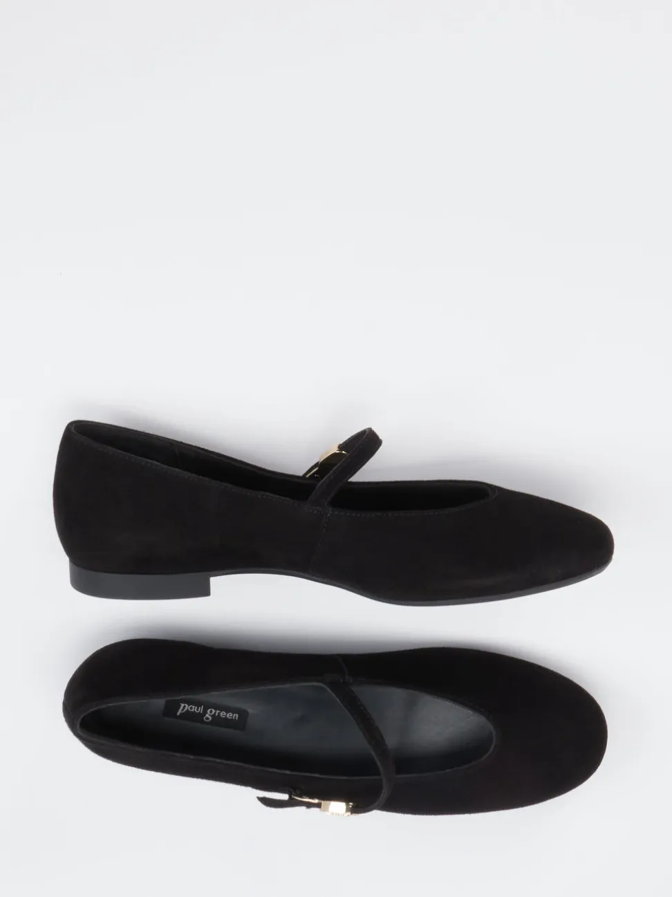 Paul Green – Mary Jane Ballerinas aus Veloursleder Schwarz