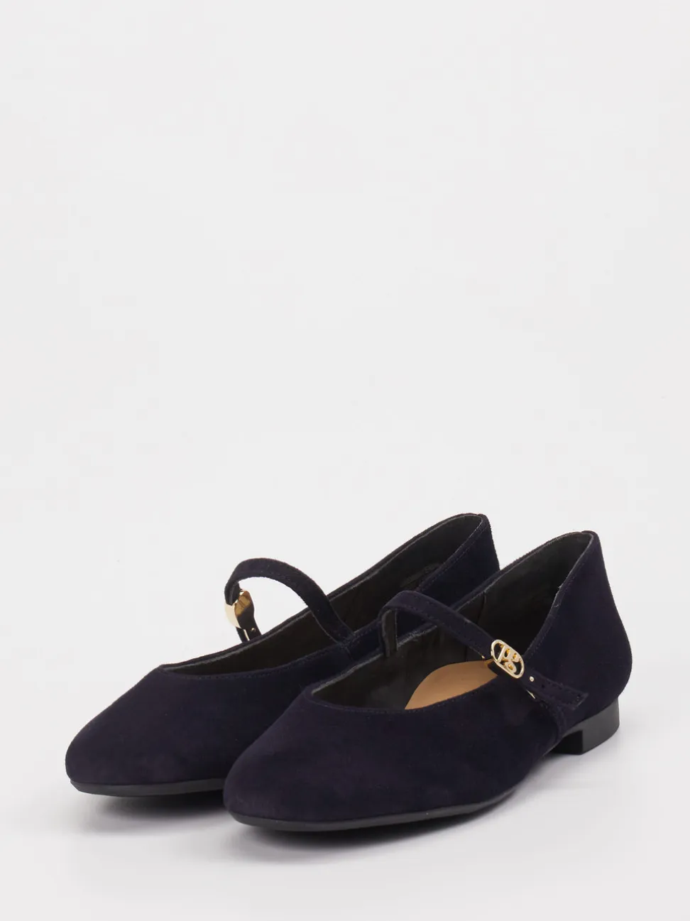 Paul Green – Mary-Jane-Ballerina aus Veloursleder Dunkelblau