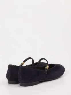 Paul Green – Mary-Jane-Ballerina aus Veloursleder Dunkelblau