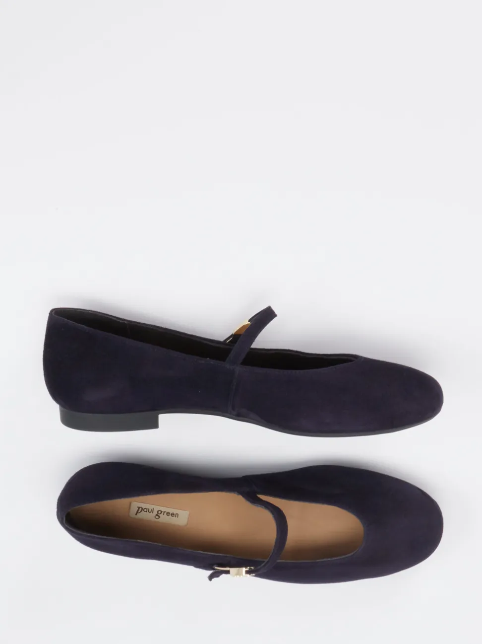 Paul Green – Mary-Jane-Ballerina aus Veloursleder Dunkelblau